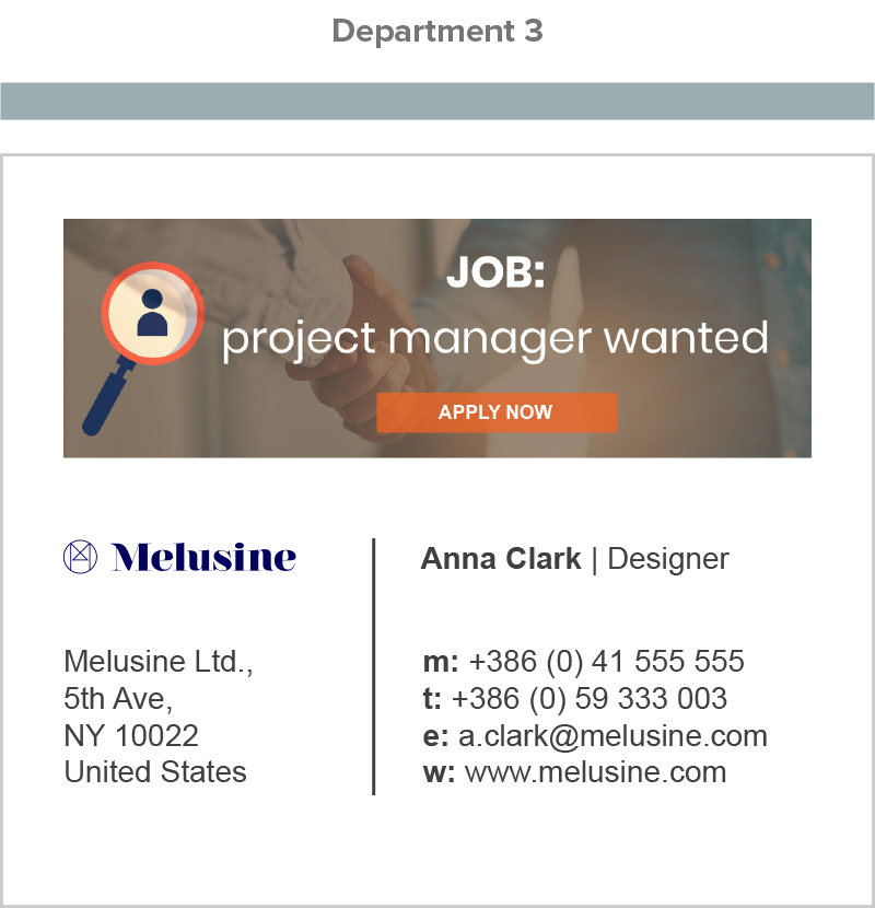 AdSigner enables us to manage all signatures and ad banners from one place, for the whole company, or a single employee.