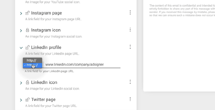 When adding links, make sure you select the right protocol (http or https) for it to work. Photo: AdSigner
