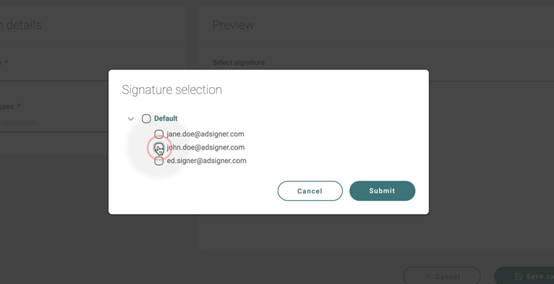 Click on groups and signatures and use checkbox to select signatures or groups. Photo: AdSigner)