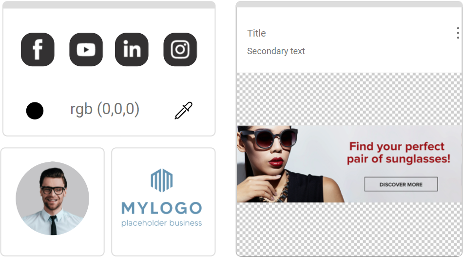 Logos, banners and social media buttons