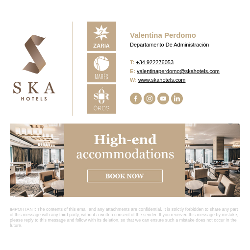 SKA Hotels email signature