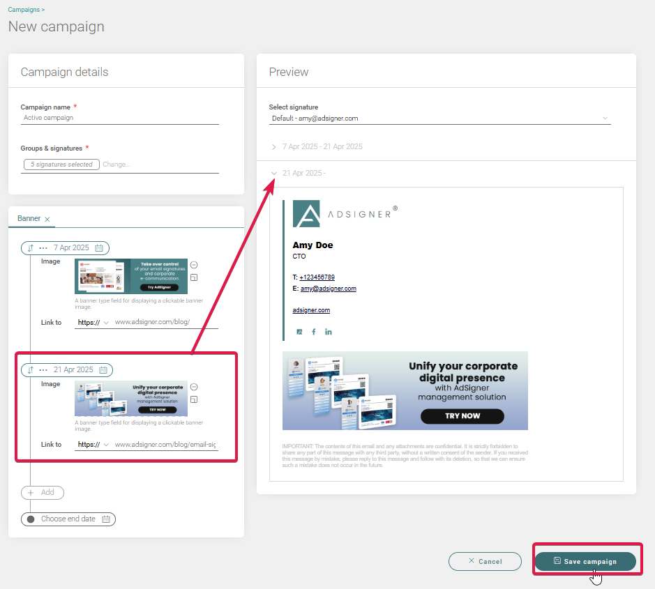 Update an Existing Campaign. Photo: AdSigner