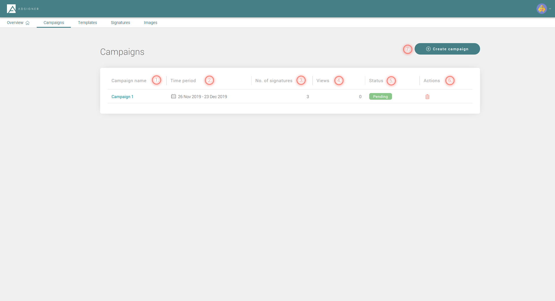 Campaign navigation panel